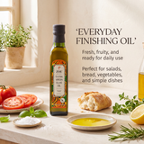 ZOE EVOO 250ml bottle, everyday use lifestyle shot