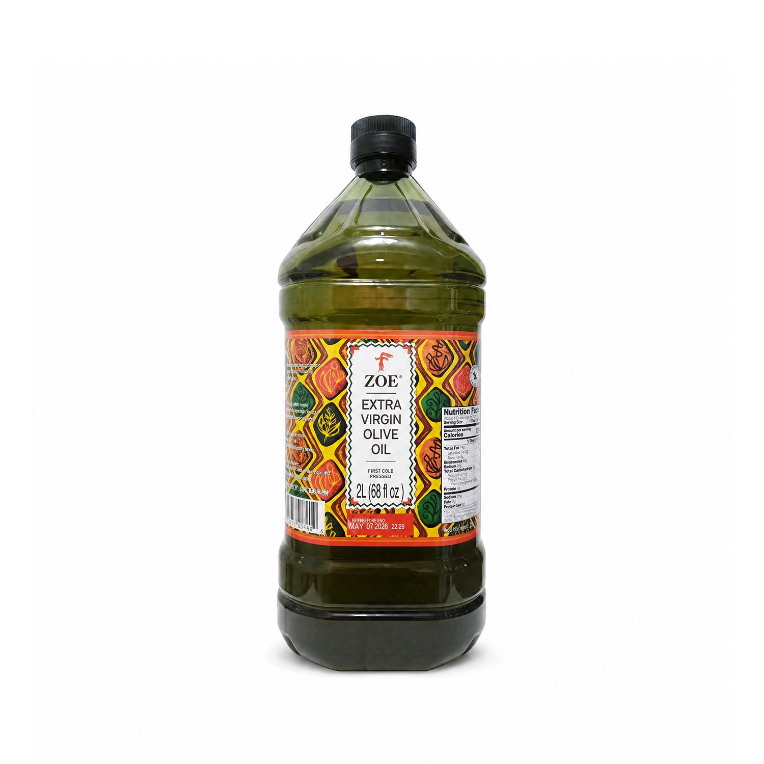 ZOE EVOO 2L BPA-free bottle, pack shot