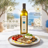 ZOE Diva Select Greek EVOO 750ml bottle, lifestyle shot