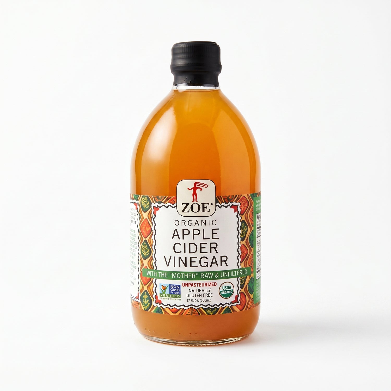ZOE Organic Apple Cider Vinegar with The Mother, bottle pack shot