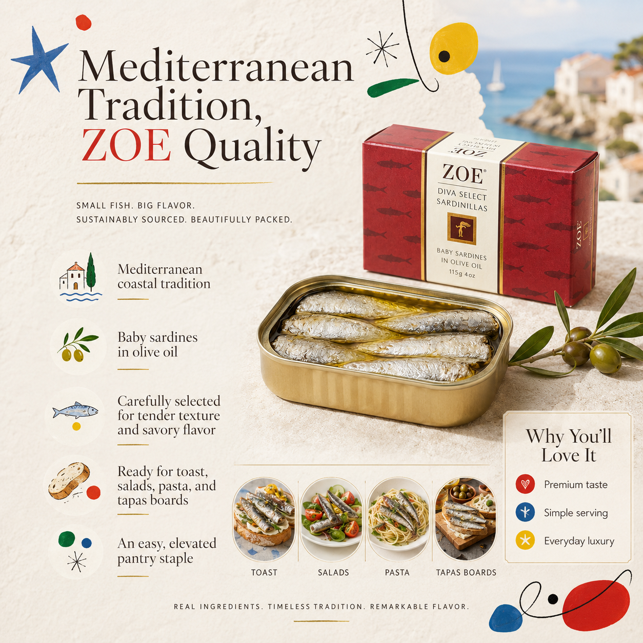 ZOE Diva Select Baby Sardinillas in Olive Oil