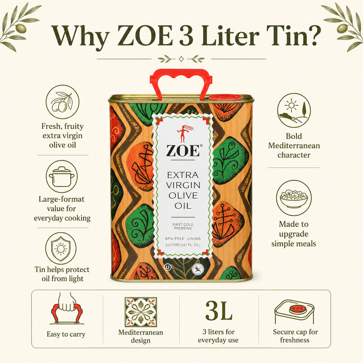 Why choose the ZOE 3L tin infographic