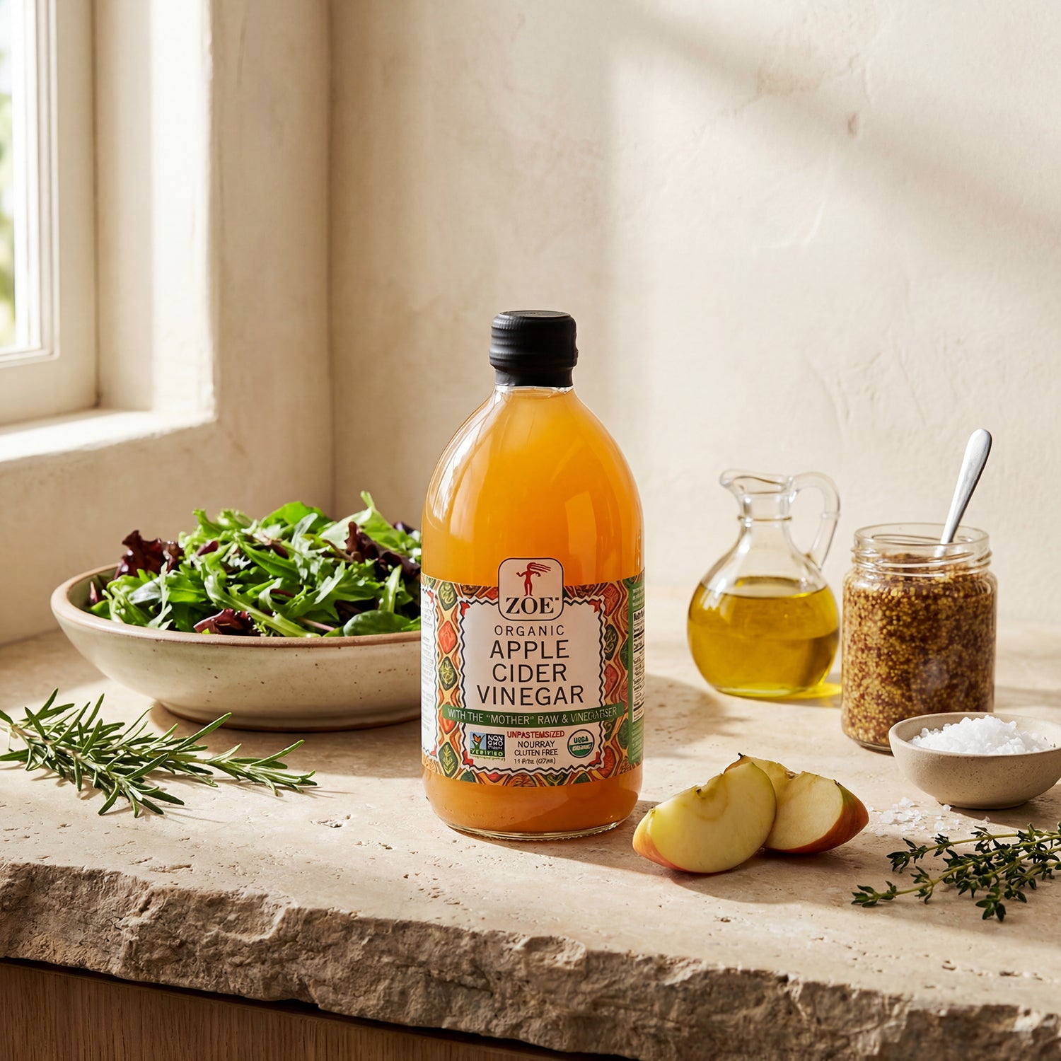 ZOE Organic Apple Cider Vinegar, lifestyle shot