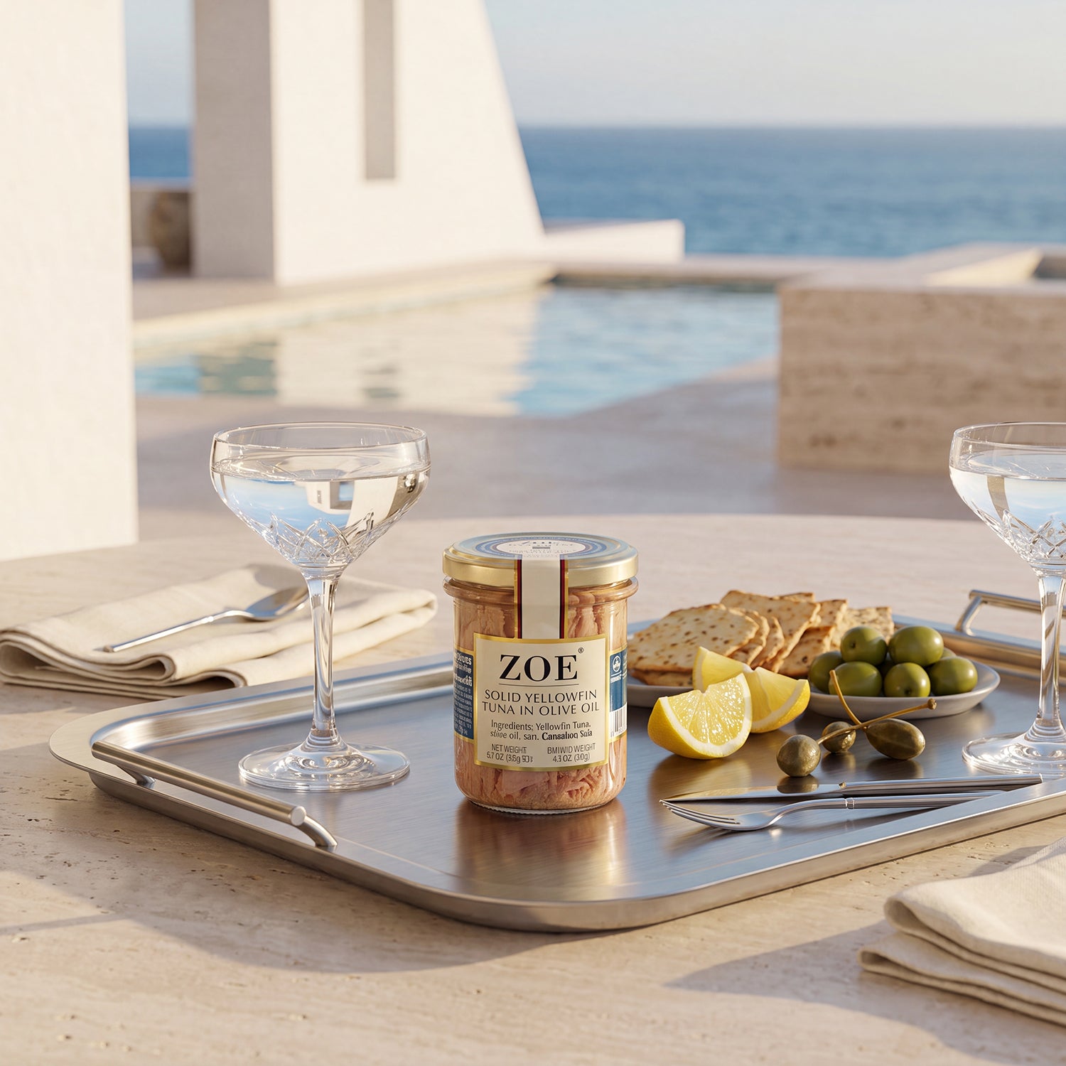 ZOE Diva Select Yellowfin Tuna, table lifestyle shot